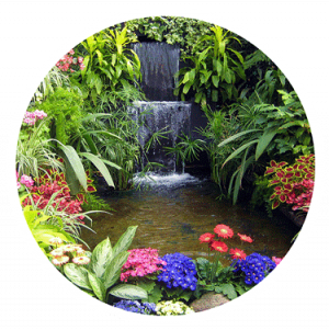 Garden stickers with waterfall.