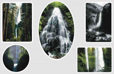 Five beautiful images on a waterfall sticker sheet.