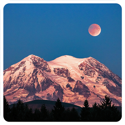 Mount Rainier moon eclipse sticker.