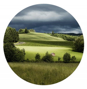 The rolling hills of Oregon sticker is pictured.
