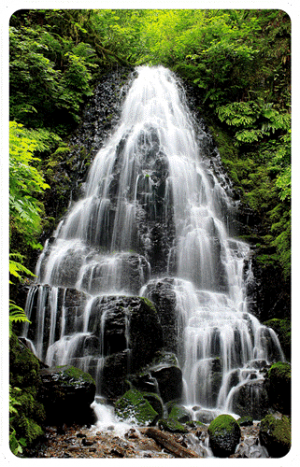 Waterfall sticker of Fairy Falls in Oregon.